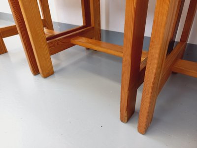 Set of 4 vintage pine chairs from the 1970s