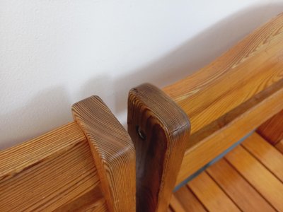 Set of 4 vintage pine chairs from the 1970s