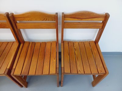 Set of 4 vintage pine chairs from the 1970s