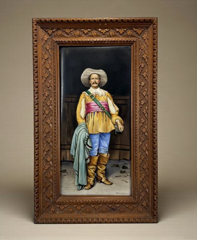 PEINTURE XIXe SUR PORCELAINE SIGNÉE E. BIANCHINI /G. BERTINI "UN MOUSQUETAIRE "