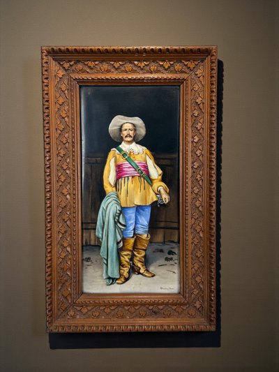 PEINTURE XIXe SUR PORCELAINE SIGNÉE E. BIANCHINI /G. BERTINI "UN MOUSQUETAIRE "