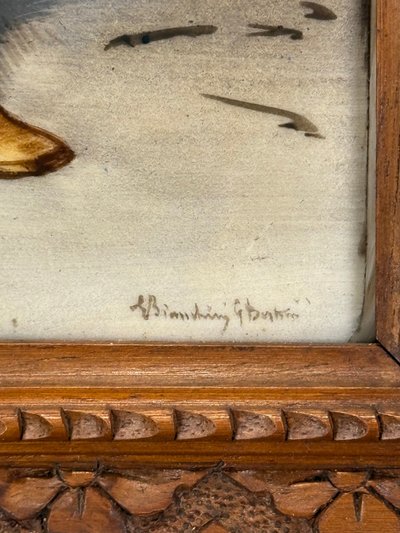 PEINTURE XIXe SUR PORCELAINE SIGNÉE E. BIANCHINI /G. BERTINI "UN MOUSQUETAIRE "