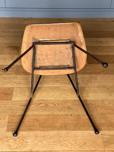 Paire de chaises courbes 1960 métal tubulaire Robert Mathieu