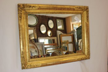 Miroir Ancien Rectangle Feuille d'Or 65 X 81 Cm