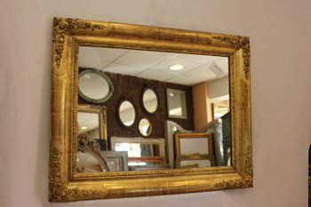 Miroir Ancien Rectangle Feuille d'Or 65 X 81 Cm