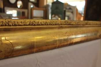 Miroir Ancien Rectangle Feuille d'Or 65 X 81 Cm