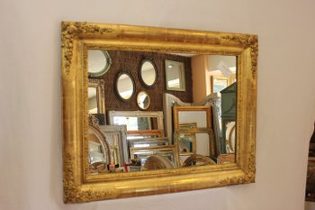 Miroir Ancien Rectangle Feuille d'Or 65 X 81 Cm