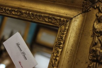 Miroir Ancien Rectangle Feuille d'Or 65 X 81 Cm