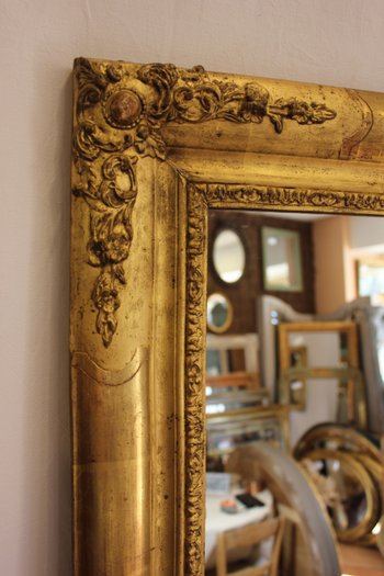 Miroir Ancien Rectangle Feuille d'Or 65 X 81 Cm