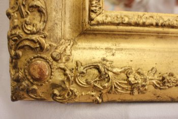 Miroir Ancien Rectangle Feuille d'Or 65 X 81 Cm