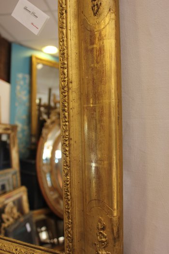 Miroir Ancien Rectangle Feuille d'Or 65 X 81 Cm