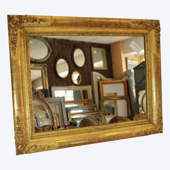 Miroir Ancien Rectangle Feuille d'Or 65 X 81 Cm