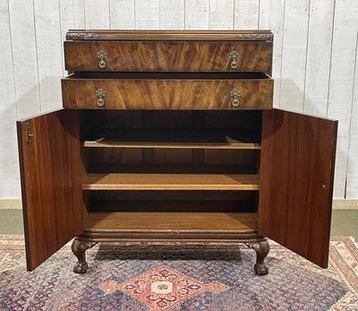 Englisches Mahagoni-Sideboard aus den 1930er Jahren mit 2 Schubladen