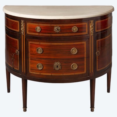 Louis XVI period half-moon chest of drawers, Eastern France, 18th century