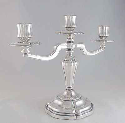 France - Pair of Louis XV style silver-plated candelabras