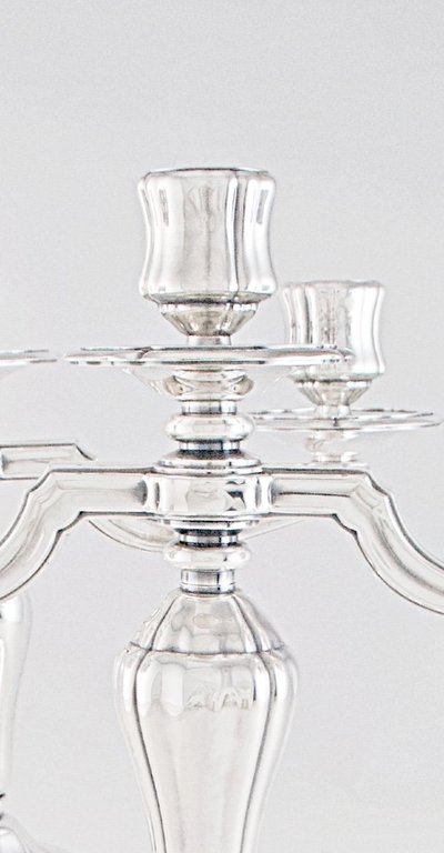 France - Pair of Louis XV style silver-plated candelabras