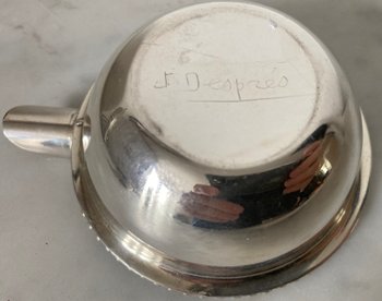 Jean DESPRES (1889-1980) - Ashtray in round form - silver plated metal - signed - Circa 1950