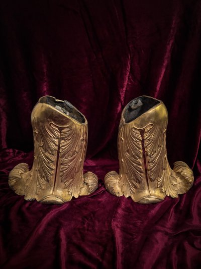 Paire de bases d'appliques en bronze doré d'époque Restauration