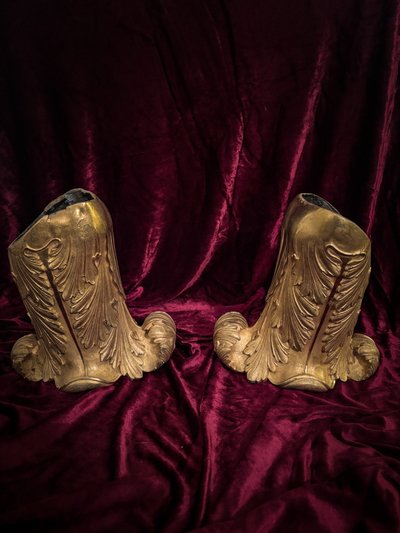 Paire de bases d'appliques en bronze doré d'époque Restauration