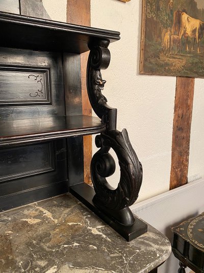 Large Napoleon III style sideboard, blackened wood and ebony veneer