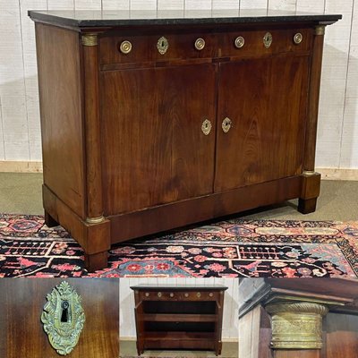 Early 19th century Empire style mahogany buffet with black marble top