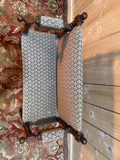 Petit banc d'office en acajou de style Louis XIII