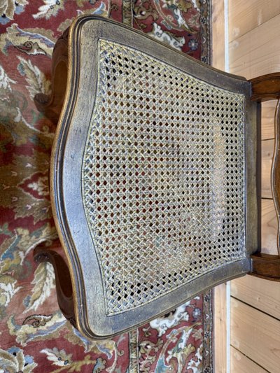 Suite of 10 Louis XV style chairs in walnut and canework