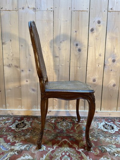 Suite of 10 Louis XV style chairs in walnut and canework