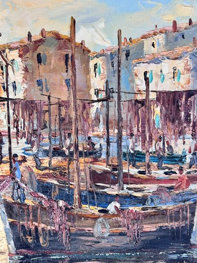 Peinture huile sur toile port de Martigues