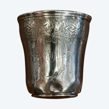 Belle timbale d'époque Napoléon III en argent massif 