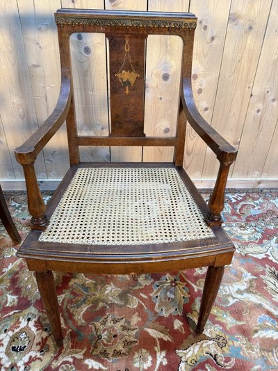 Pair of period Art Deco armchairs in canework