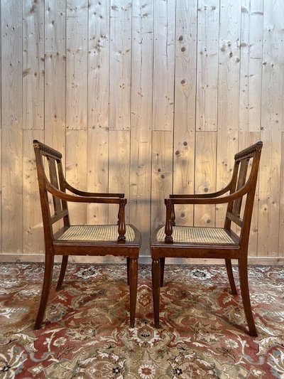 Pair of period Art Deco armchairs in canework