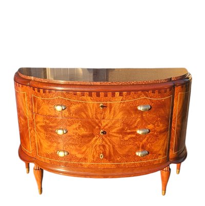Cassettiera curva Art Déco, 1925, in amboina