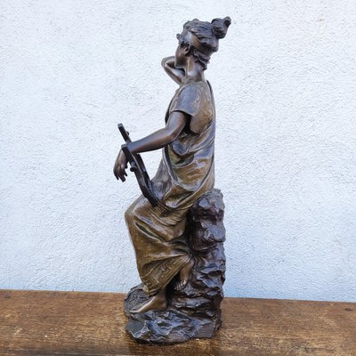 E Villanis, Mélodie, H76cm, bronze signé, XIXème siècle