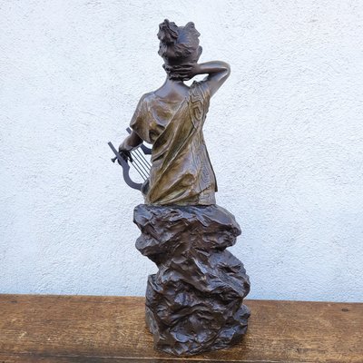 E Villanis, Mélodie, H76cm, bronze signé, XIXème siècle