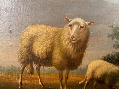Arthur DE WAERHERT (1881-1944). « Moutons », paire d’huiles sur panneau