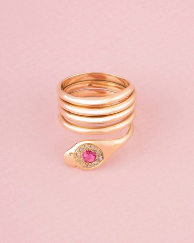 Anello antico in oro rosa 18 carati a forma di serpente