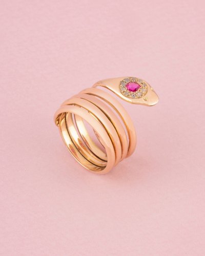 Anello antico in oro rosa 18 carati a forma di serpente