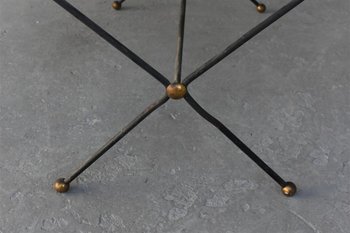 Table En Métal Et Verre Fumé Style 1940