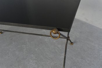 Table En Métal Et Verre Fumé Style 1940