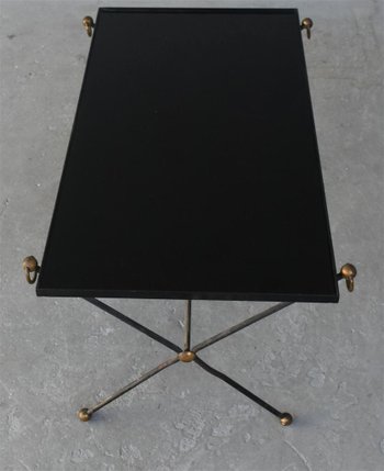 Table En Métal Et Verre Fumé Style 1940