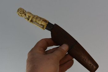 Indonesia Ritual Knife Carved Handle Divinity 19th century