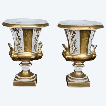 Pair Of Vase Porcelain Of Paris Louis Philippe period XIXth century