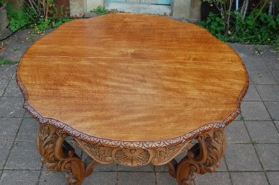 Napoleon III Oak Table with 3 Extensions, 12 Covers, Late 19th Century
