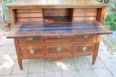 Commode Secrétaire époque Louis XVI Noyer 18e Siècle