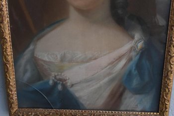 Portrait De Femme Pastel Sous Verre époque XVIIIème