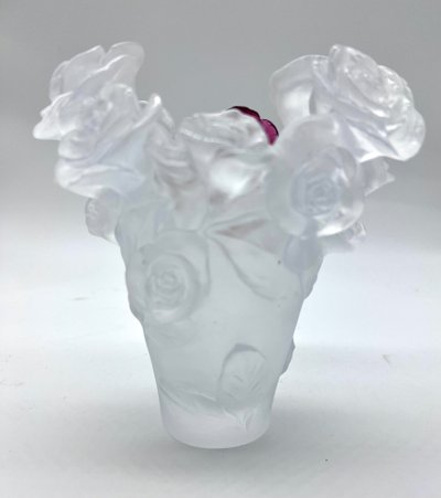 Daum passion red rose vase