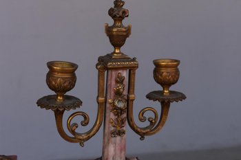 Louis XVI Style Bronze And Marble Trim Fleur De Pécher 19th century