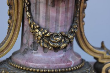 Louis XVI Style Bronze And Marble Trim Fleur De Pécher 19th century