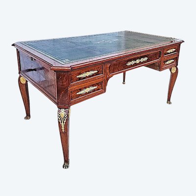  Empire Mahogany Desk Signed Haentges Frères in Paris